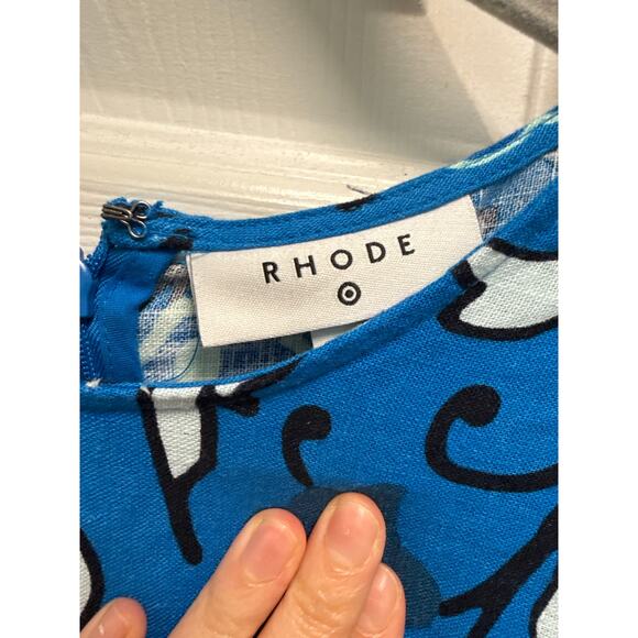 RHODE Zinnia Floral Print Wide Leg Resort Jumpsuit Blue Linen Blend Size Large - Picture 7 of 9